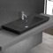Drop In Sink in Black Ceramic, Modern, Rectangular